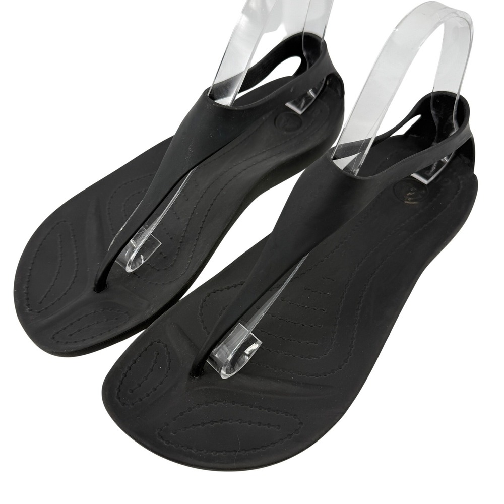 Crocs Sexi Flip Sandal Slip On Black Women 9 Slingback Thong Casual Barefoot